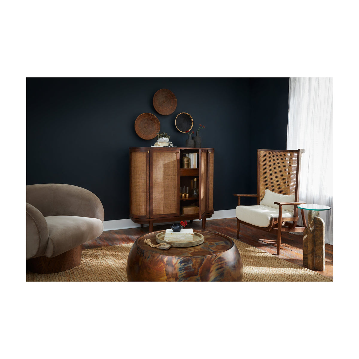 Velours moderne avec assise rembourrée pour le salon