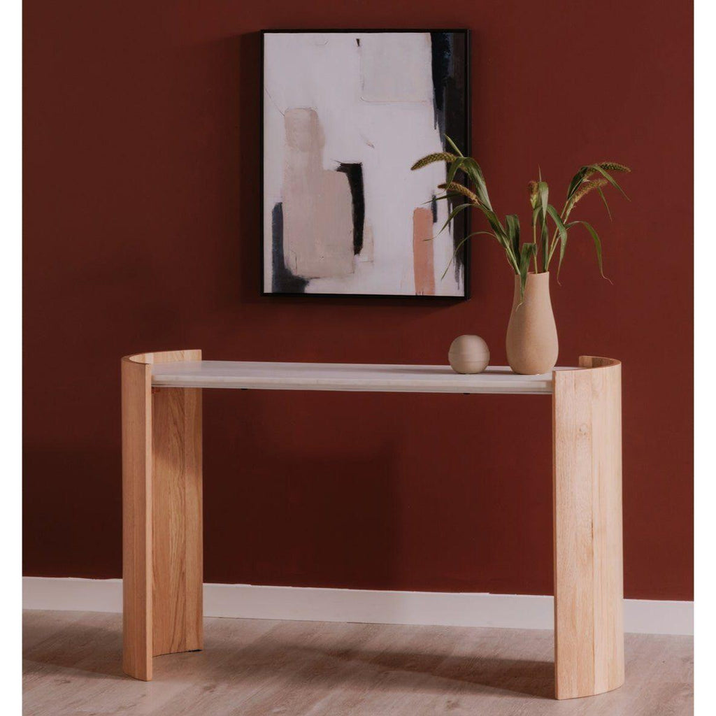 Marbre et bois contemporains avec plateau en pierre pour entrée