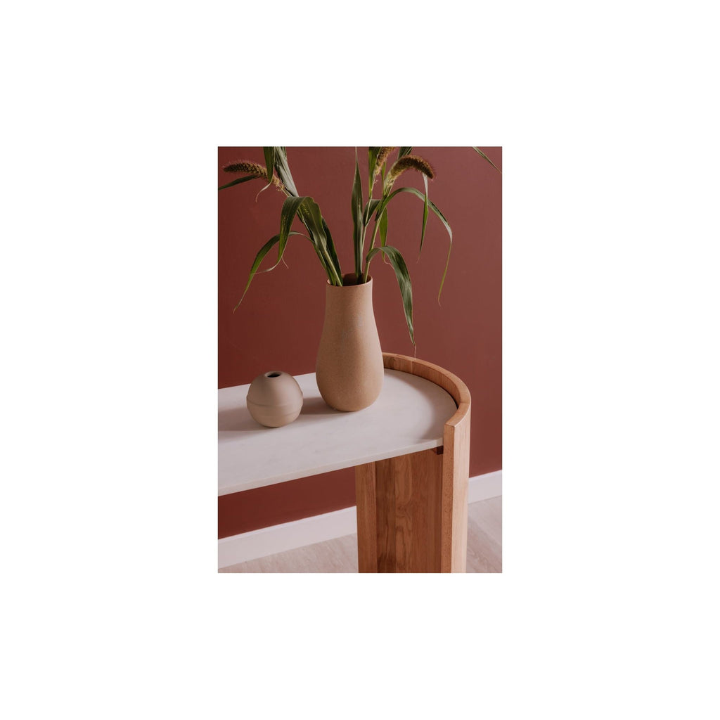 Marbre et bois contemporains avec plateau en pierre pour entrée