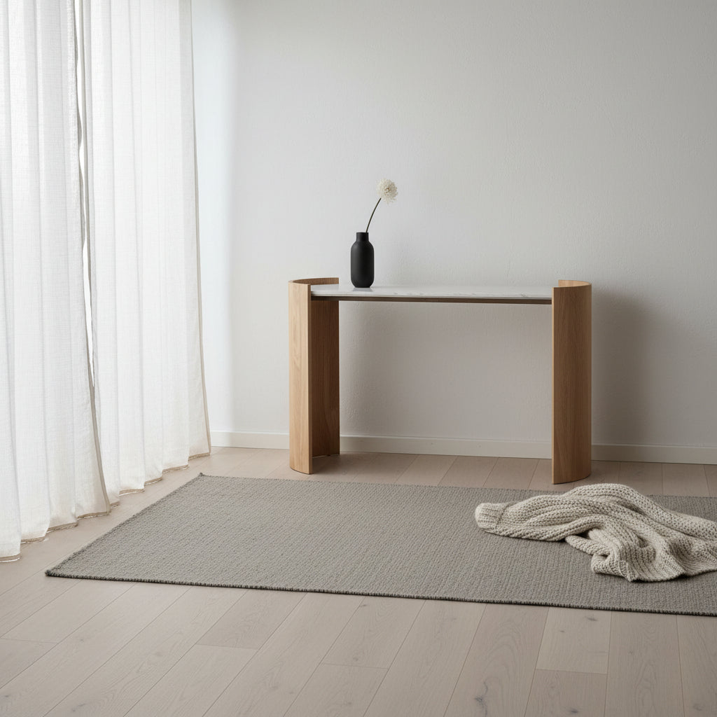 Marbre et bois contemporains avec plateau en pierre pour entrée