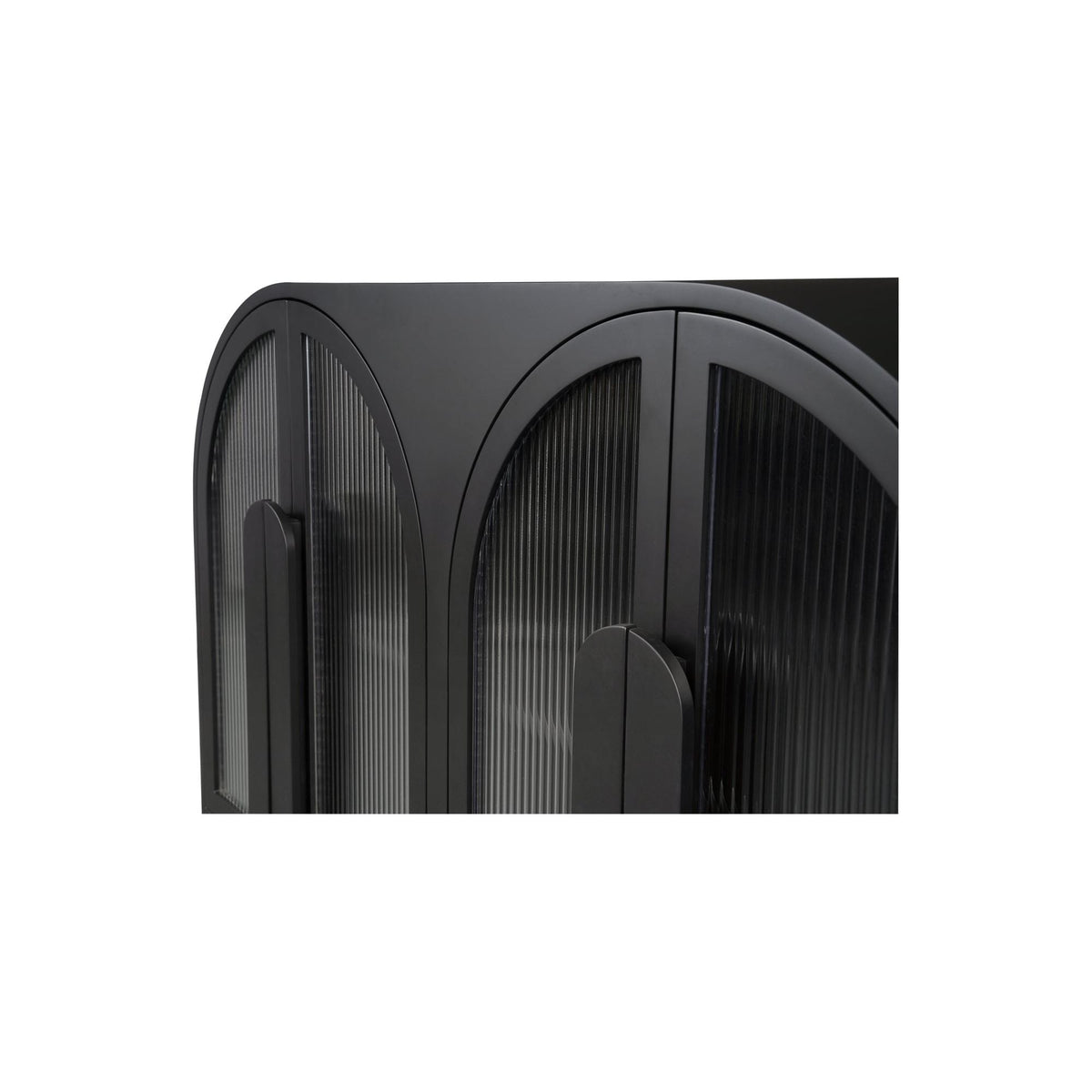 Vaisselier de salle à manger moderne en verre noir et bois avec de multiples portes de rangement