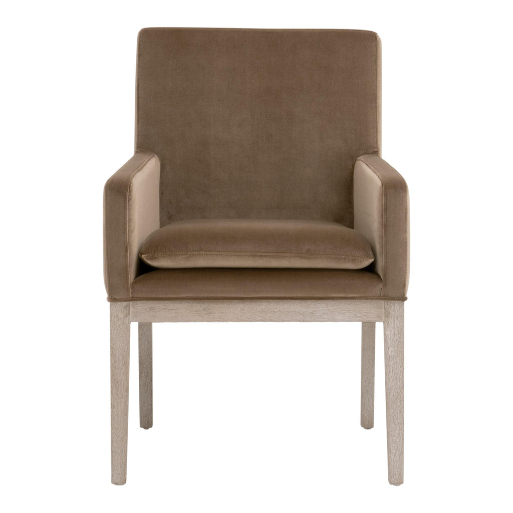 Chaise de salle à manger transitionnelle en velours avec assise en mousse haute densité et base en bois massif pour la salle à manger