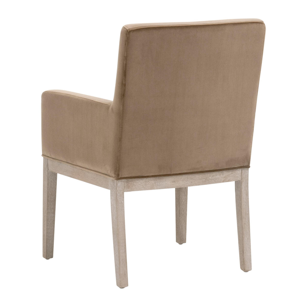 Chaise de salle à manger transitionnelle en velours avec assise en mousse haute densité et base en bois massif pour la salle à manger