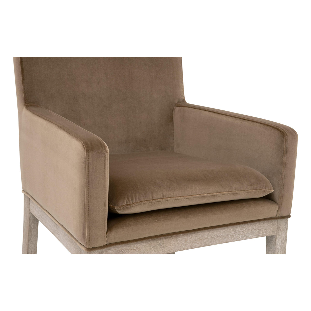 Chaise de salle à manger transitionnelle en velours avec assise en mousse haute densité et base en bois massif pour la salle à manger