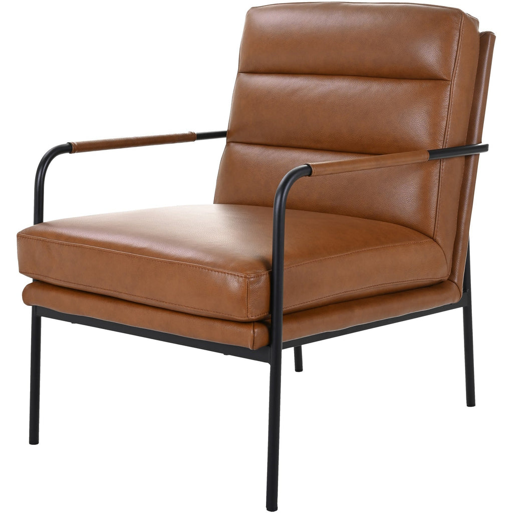 Fauteuil moderne en cuir pleine fleur avec cadre en métal thermolaqué pour salon