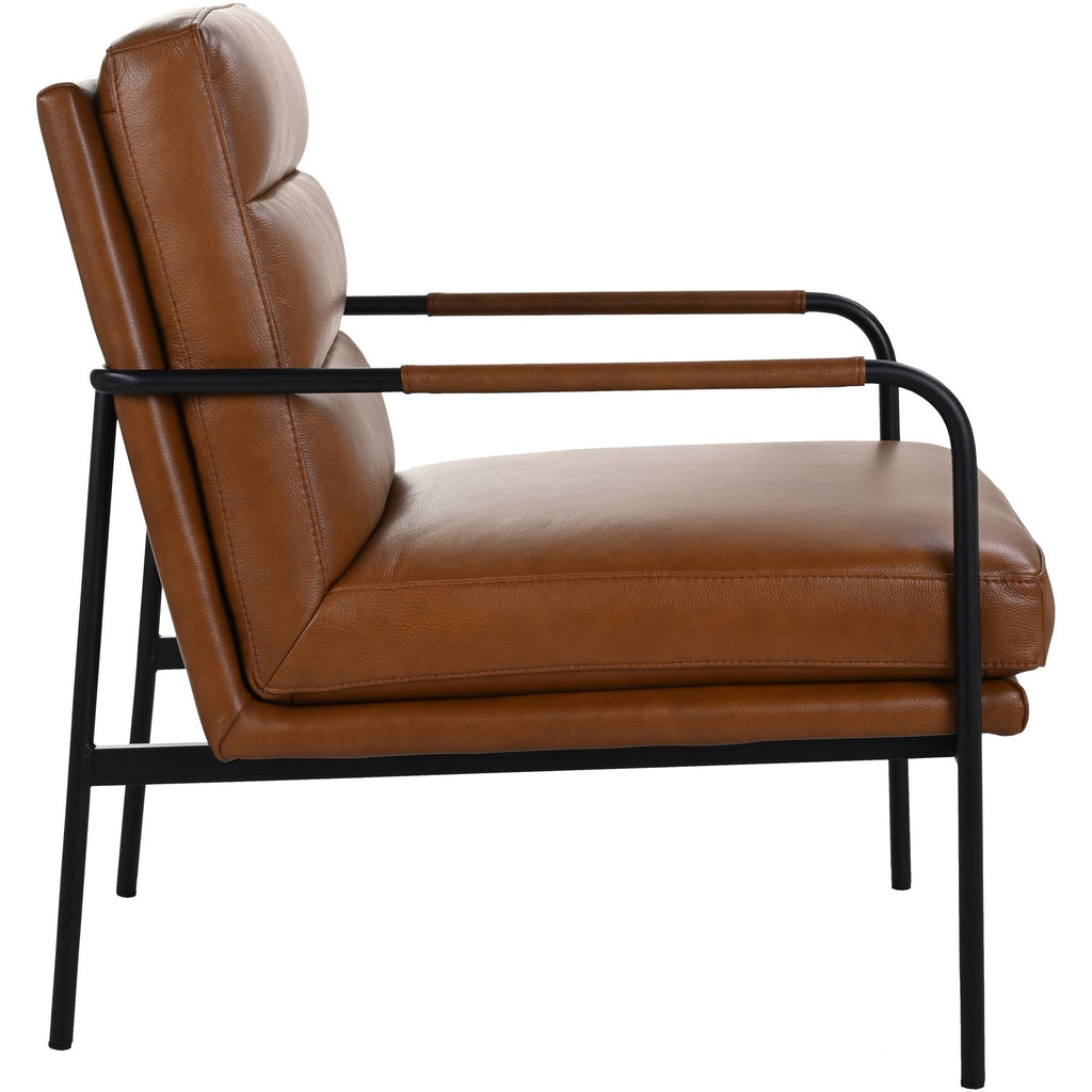 Fauteuil moderne en cuir pleine fleur avec cadre en métal thermolaqué pour salon