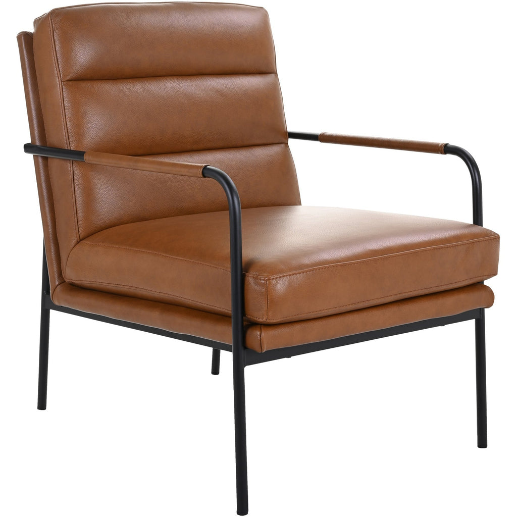 Fauteuil moderne en cuir pleine fleur avec cadre en métal thermolaqué pour salon