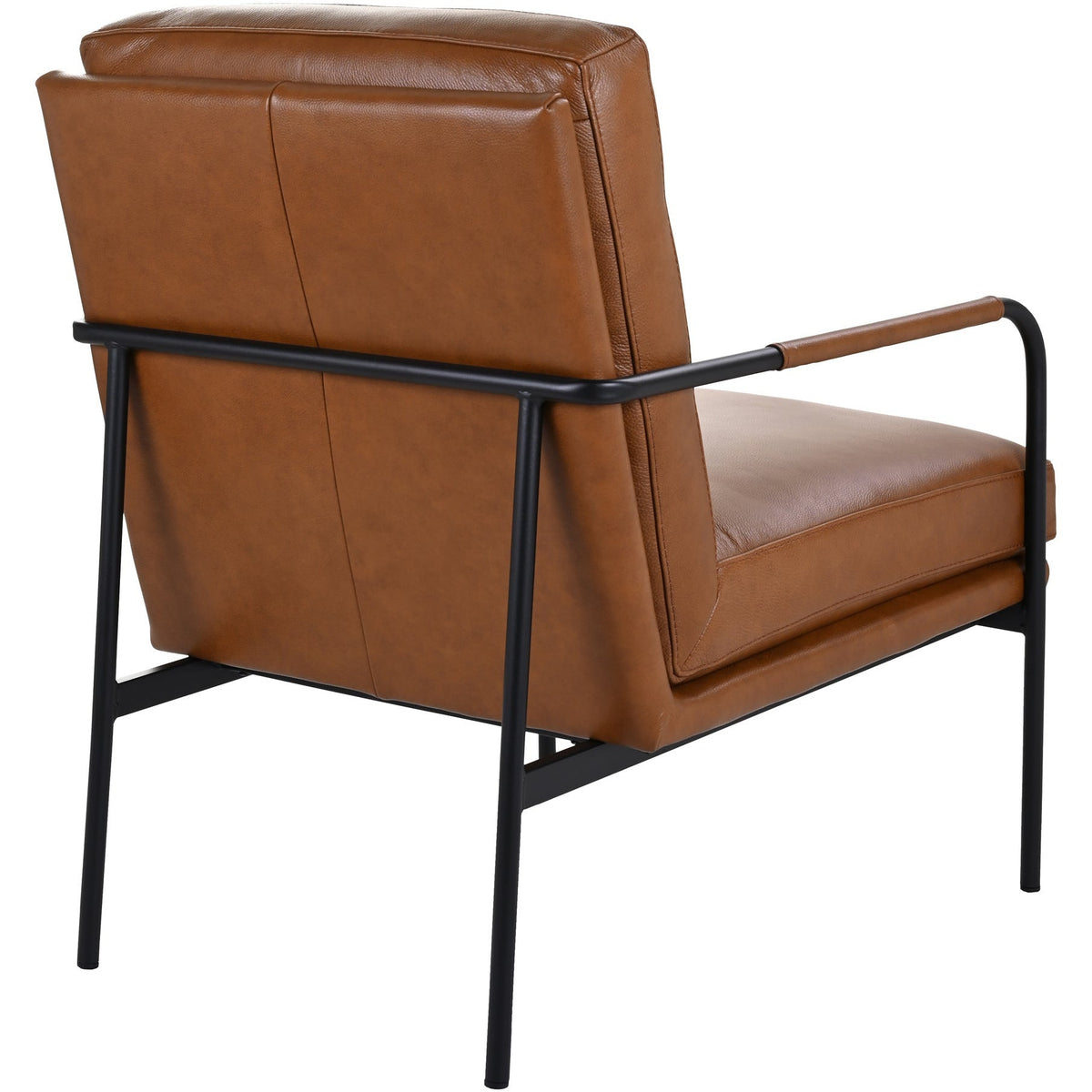Fauteuil moderne en cuir pleine fleur avec cadre en métal thermolaqué pour salon