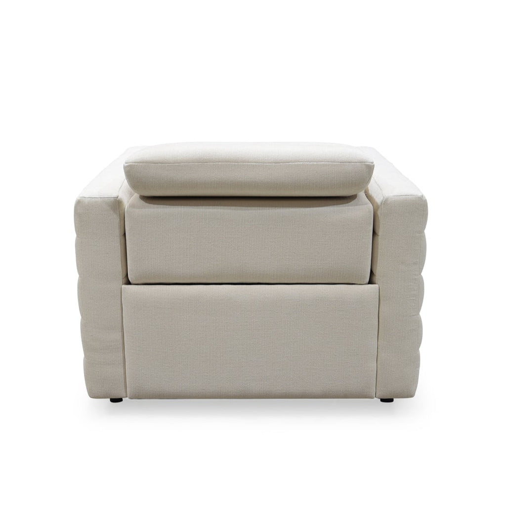 Fauteuil inclinable contemporain en cuir avec détails matelassés et commandes dissimulées pour le salon