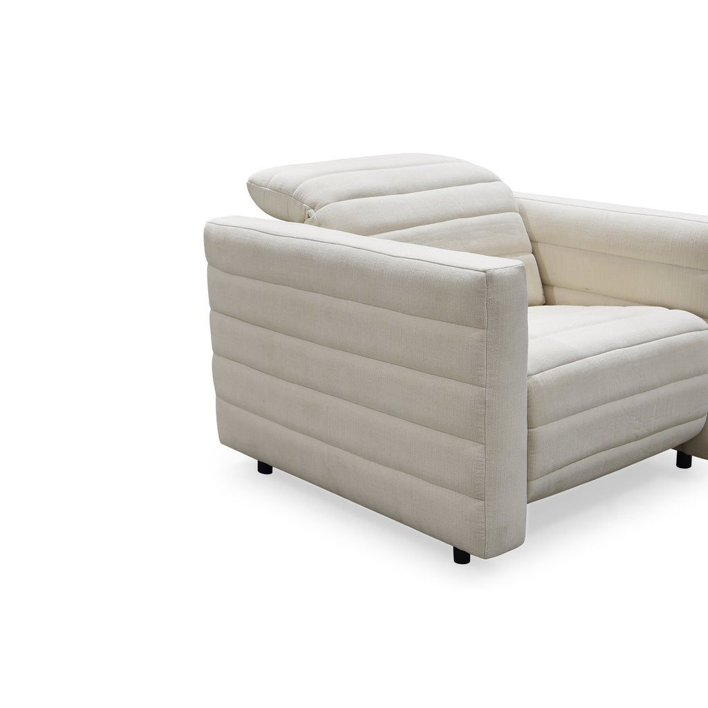 Fauteuil inclinable contemporain en cuir avec détails matelassés et commandes dissimulées pour le salon