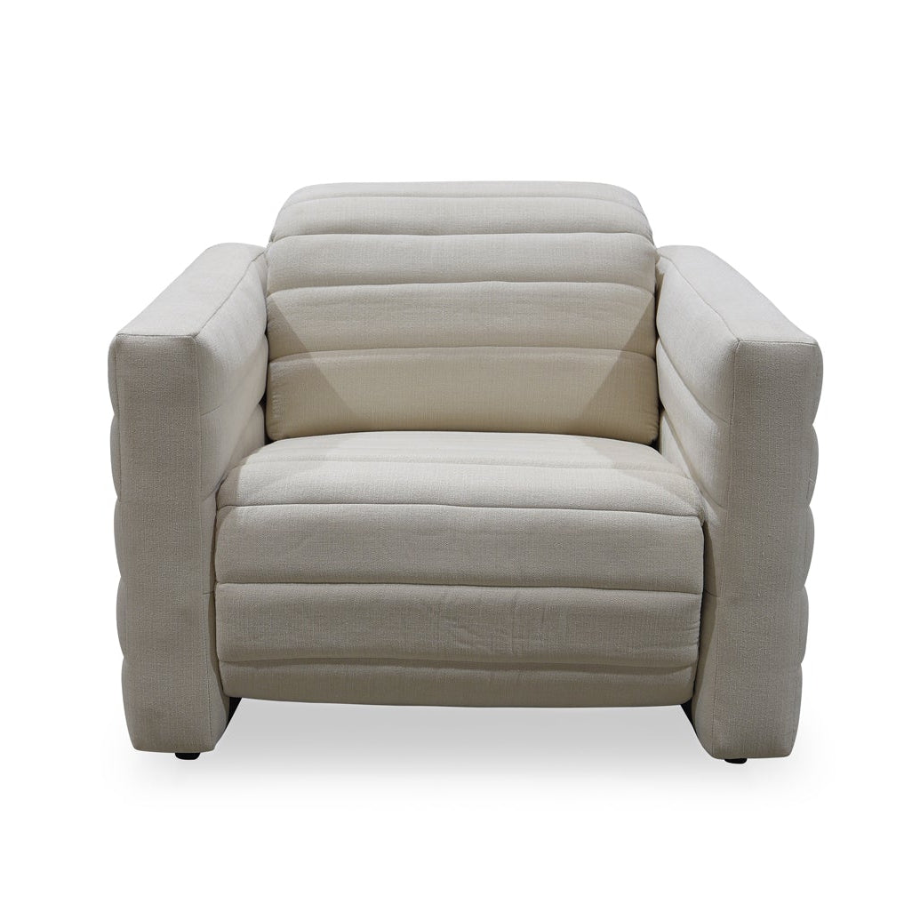 Fauteuil inclinable contemporain en cuir avec détails matelassés et commandes dissimulées pour le salon