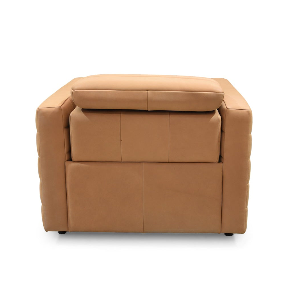 Fauteuil inclinable contemporain en cuir avec détails matelassés et commandes dissimulées pour le salon