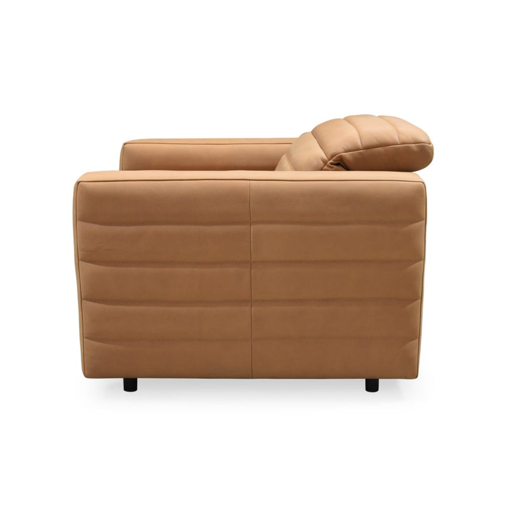 Fauteuil inclinable contemporain en cuir avec détails matelassés et commandes dissimulées pour le salon