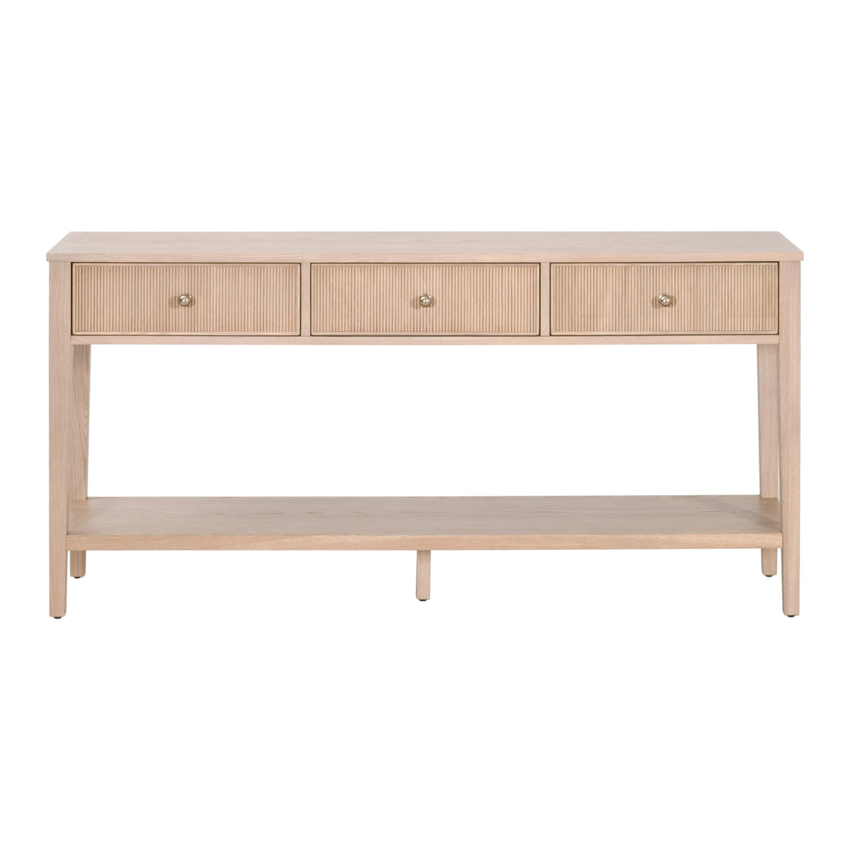 Console bois et métal à 3 tiroirs avec quincaillerie en laiton pour entrée