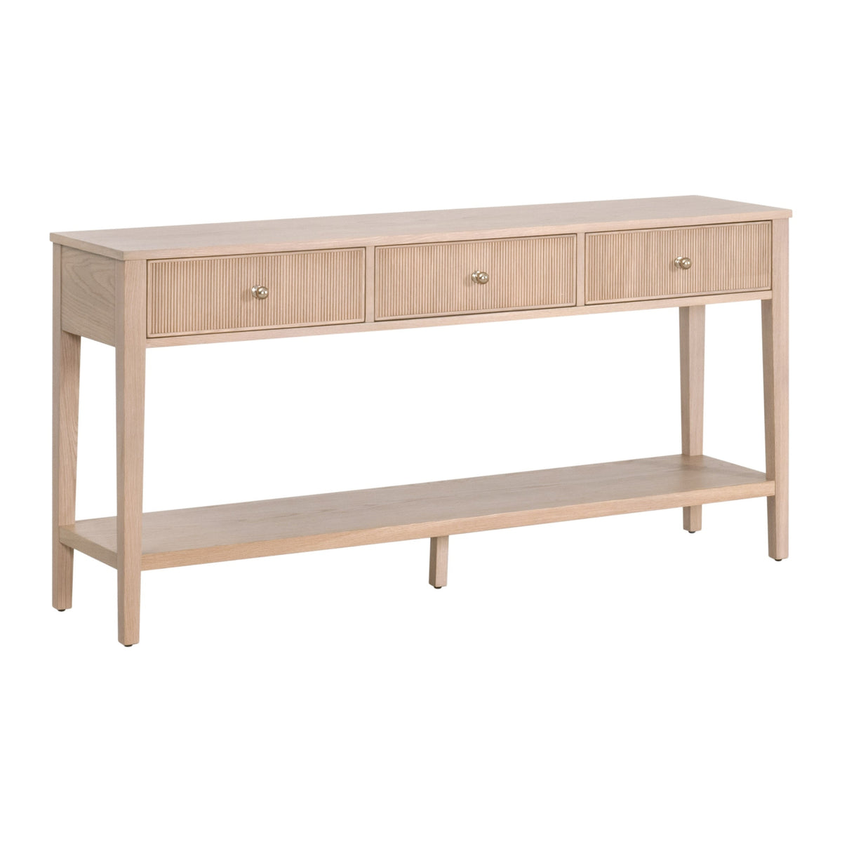 Console bois et métal à 3 tiroirs avec quincaillerie en laiton pour entrée