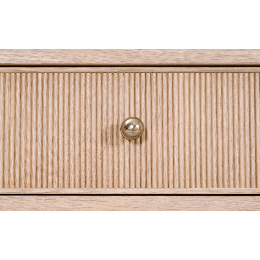 Console bois et métal à 3 tiroirs avec quincaillerie en laiton pour entrée