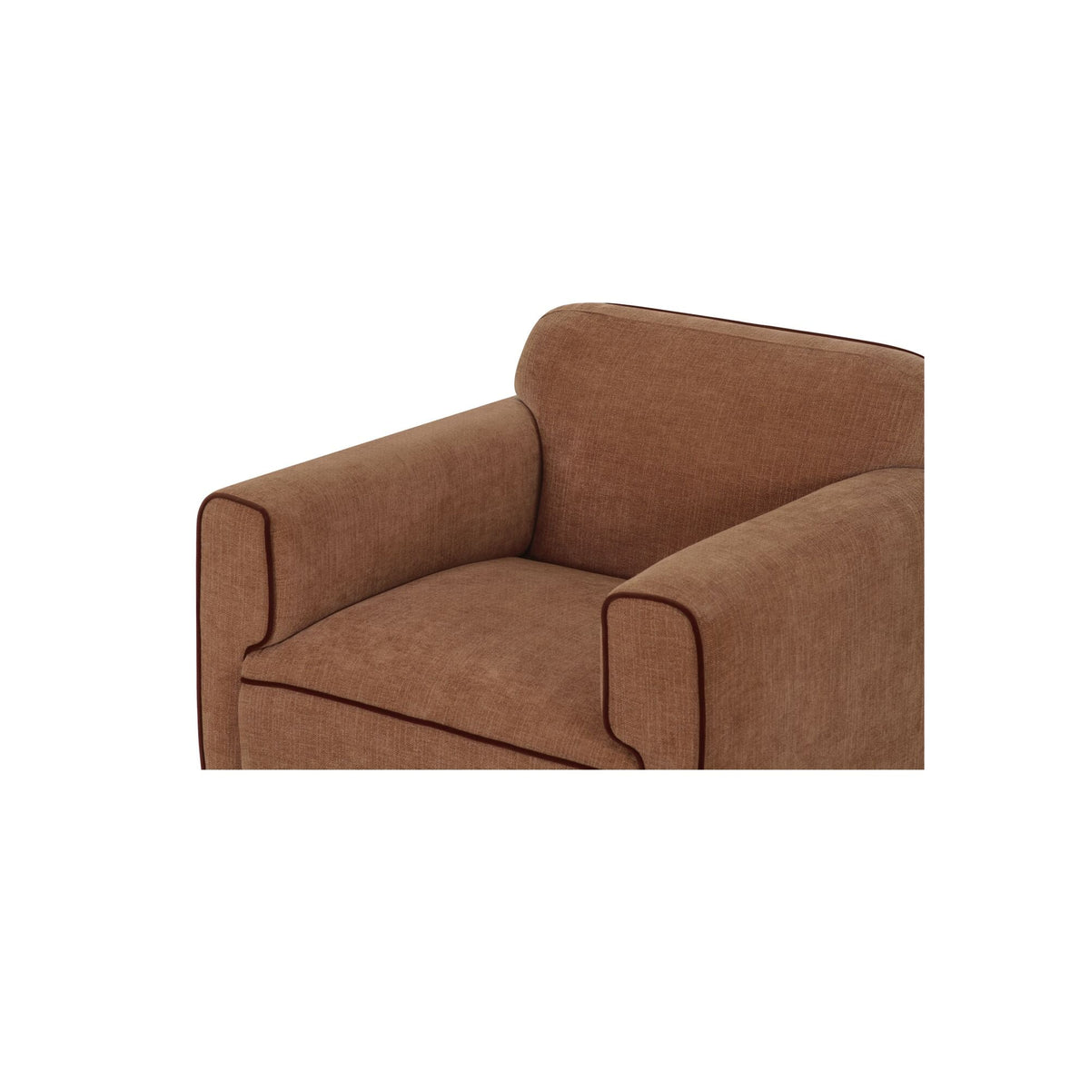 Fauteuil en polyester moderne roulé, avec passepoil contrastant et pieds tapissés pour le salon