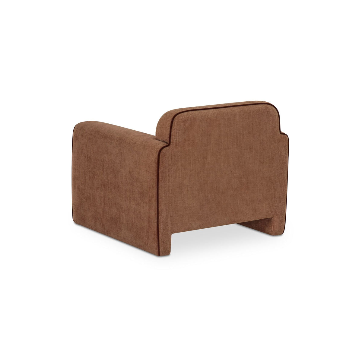 Fauteuil en polyester moderne roulé, avec passepoil contrastant et pieds tapissés pour le salon