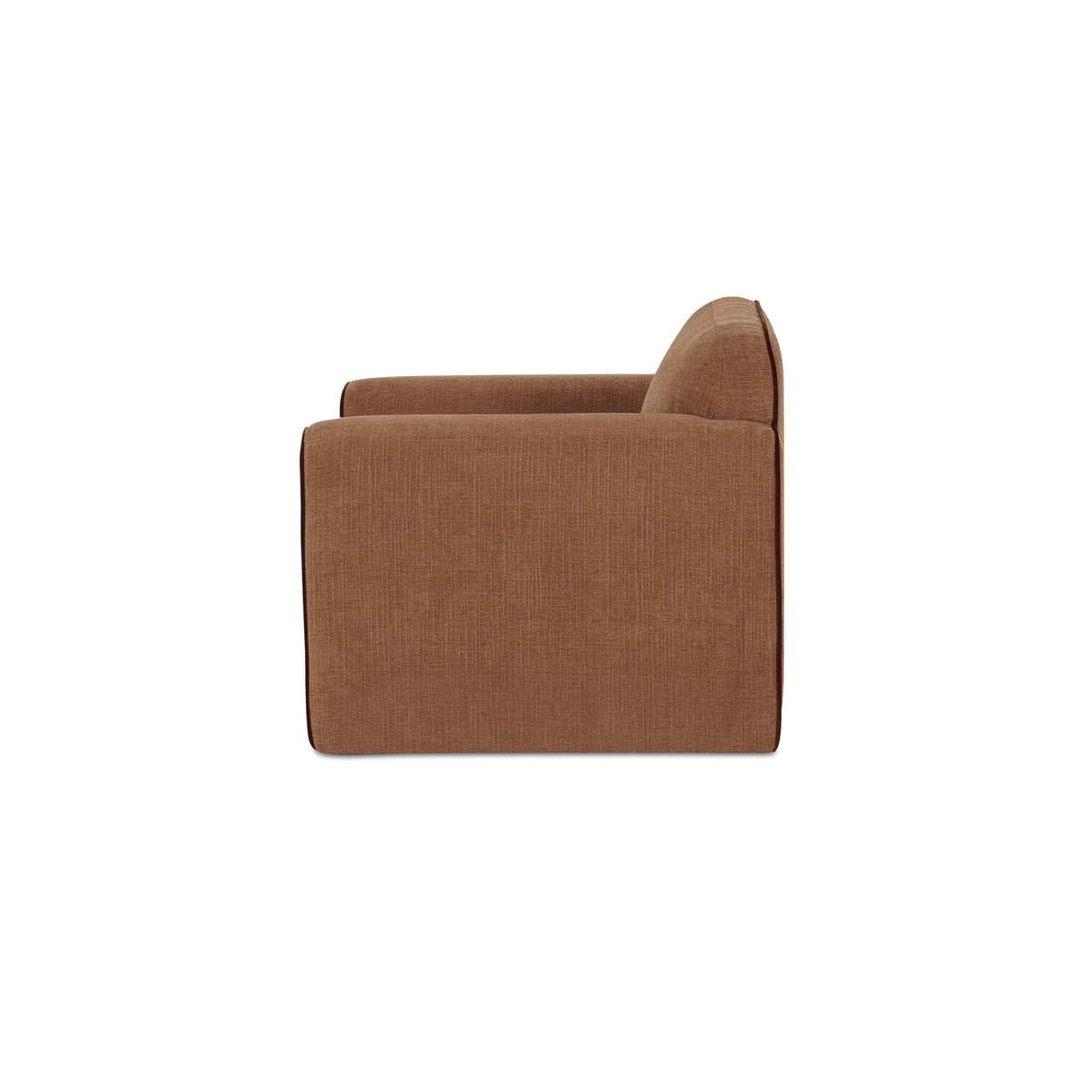 Fauteuil en polyester moderne roulé, avec passepoil contrastant et pieds tapissés pour le salon