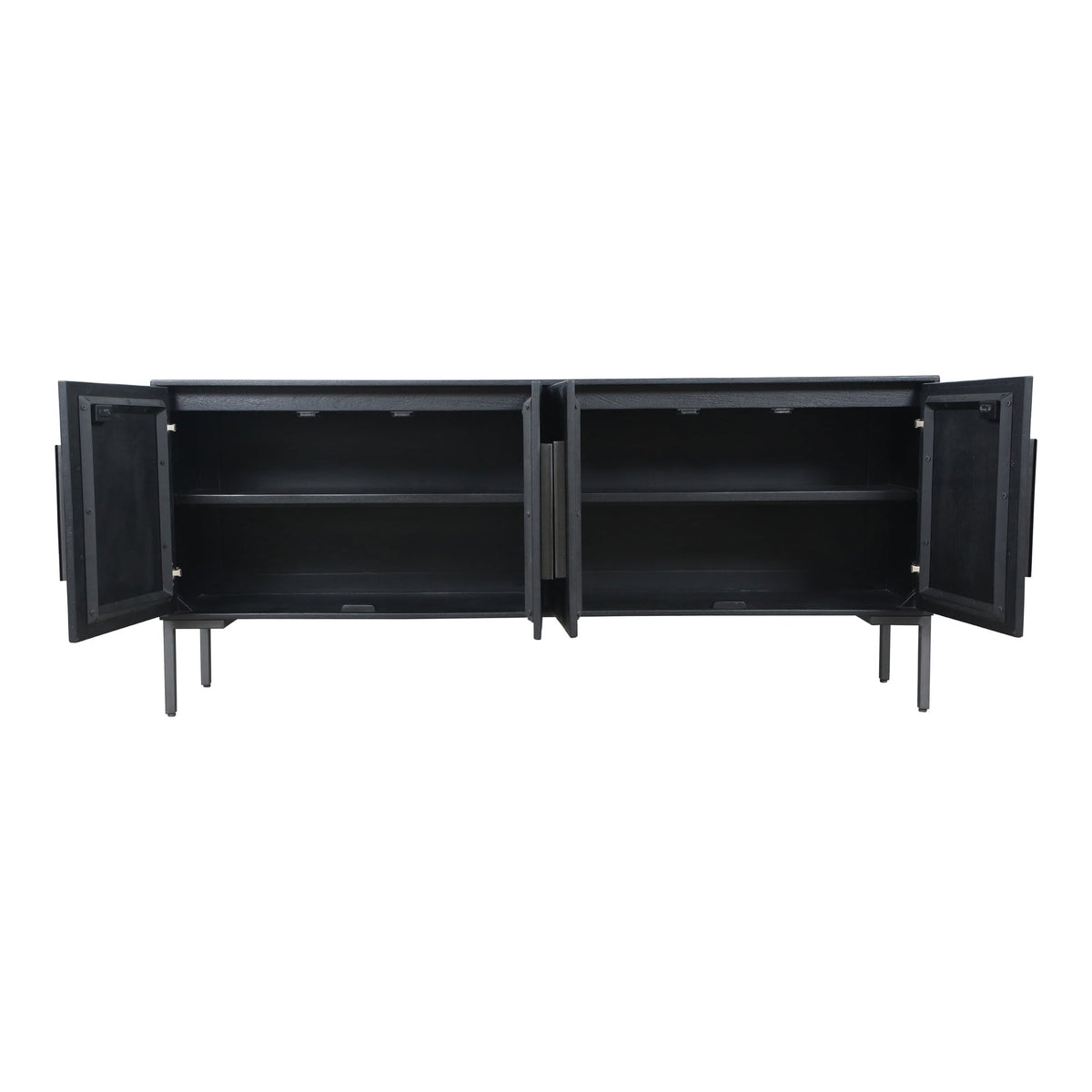 Bois noir moderne avec accents de fer et finition gris élégant pour salle à manger