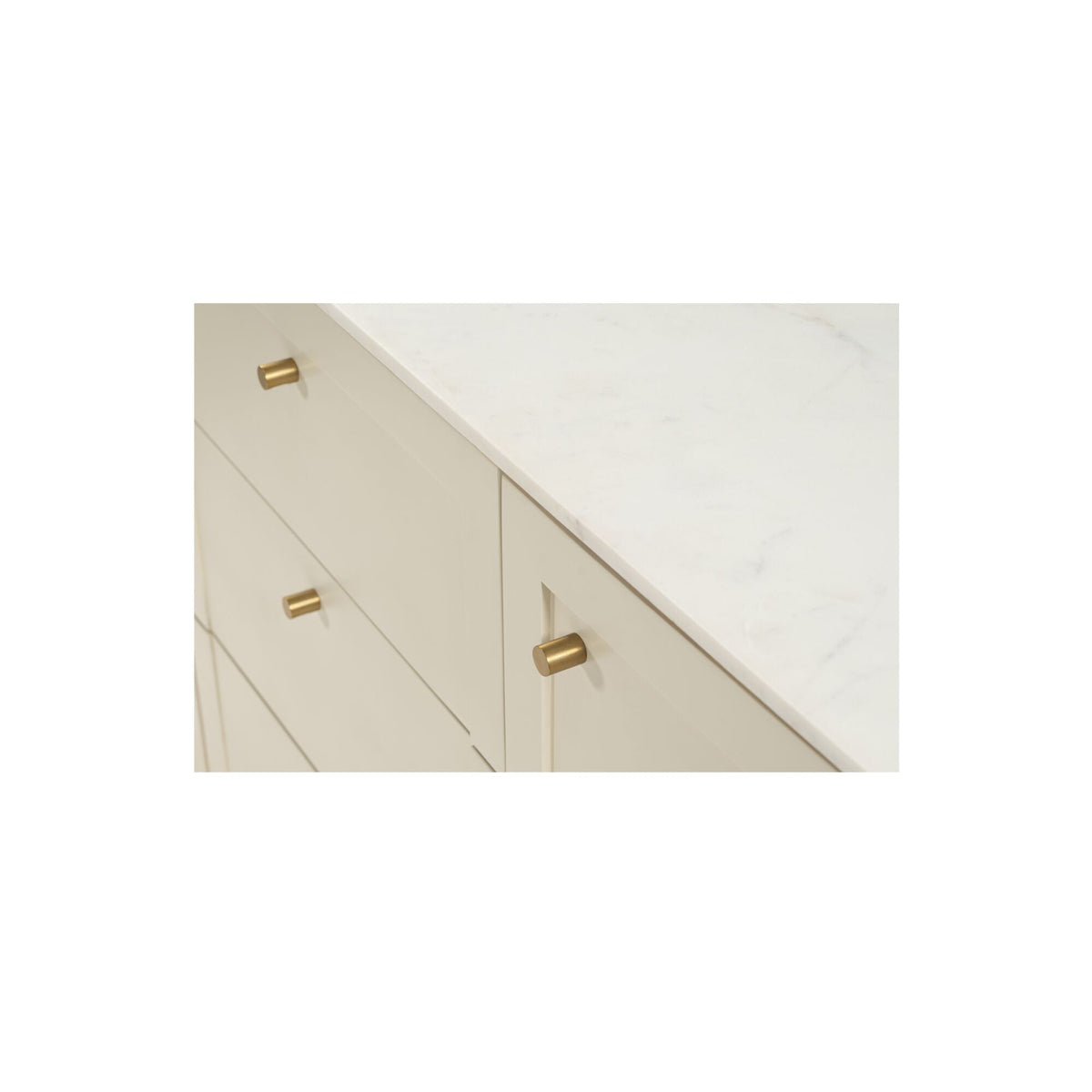 Buffet Contemporain en Bois avec Plateau en Marbre, 2 Portes et 3 Tiroirs à Fermeture Douce pour Salle à Manger