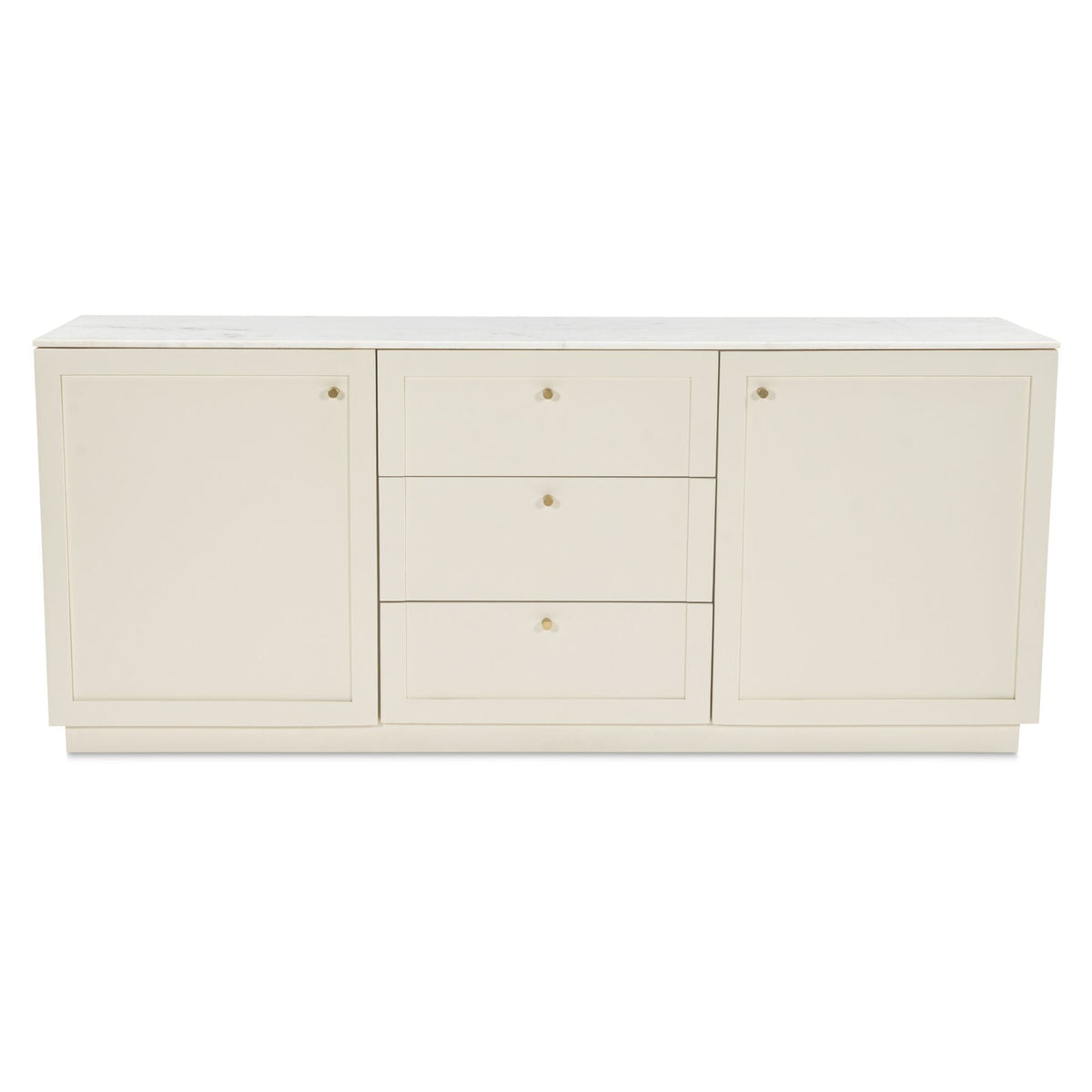 Buffet Contemporain en Bois avec Plateau en Marbre, 2 Portes et 3 Tiroirs à Fermeture Douce pour Salle à Manger