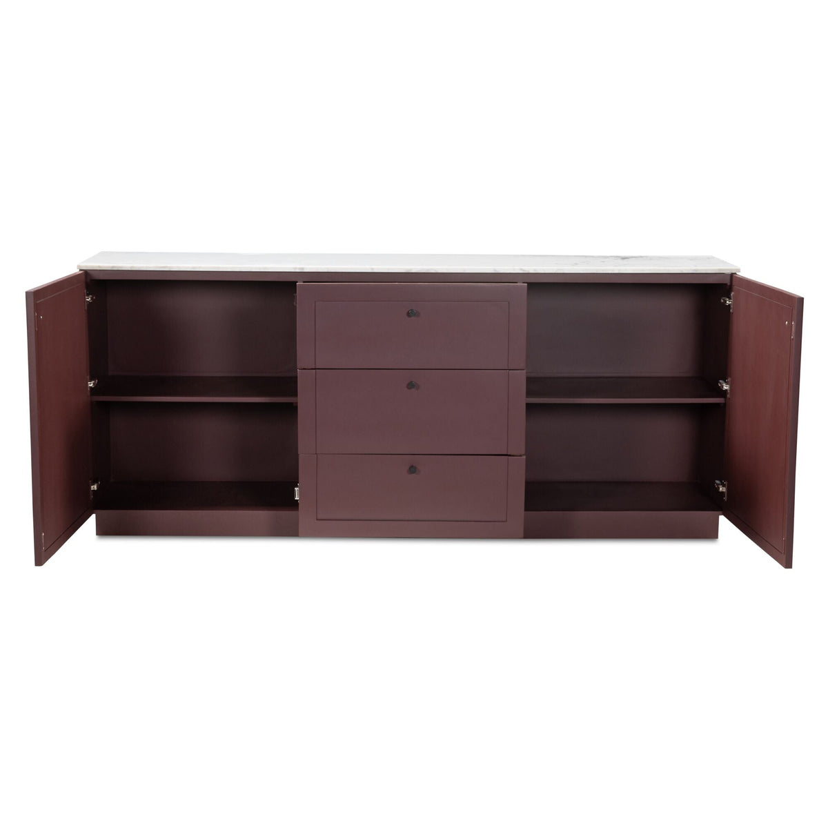 Buffet Contemporain en Bois avec Plateau en Marbre, 2 Portes et 3 Tiroirs à Fermeture Douce pour Salle à Manger