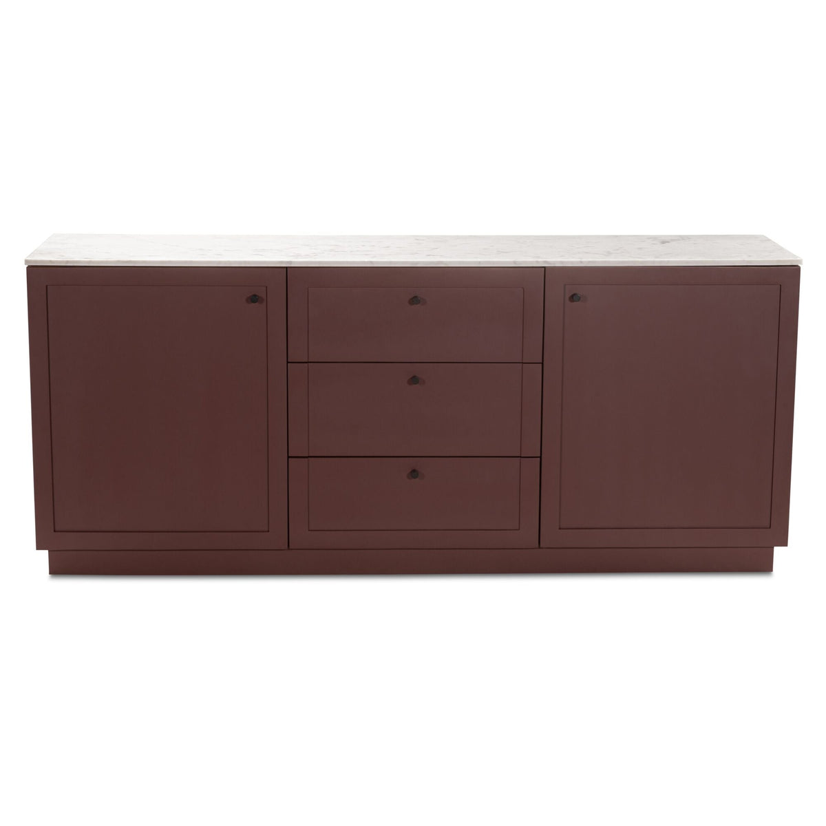 Buffet Contemporain en Bois avec Plateau en Marbre, 2 Portes et 3 Tiroirs à Fermeture Douce pour Salle à Manger