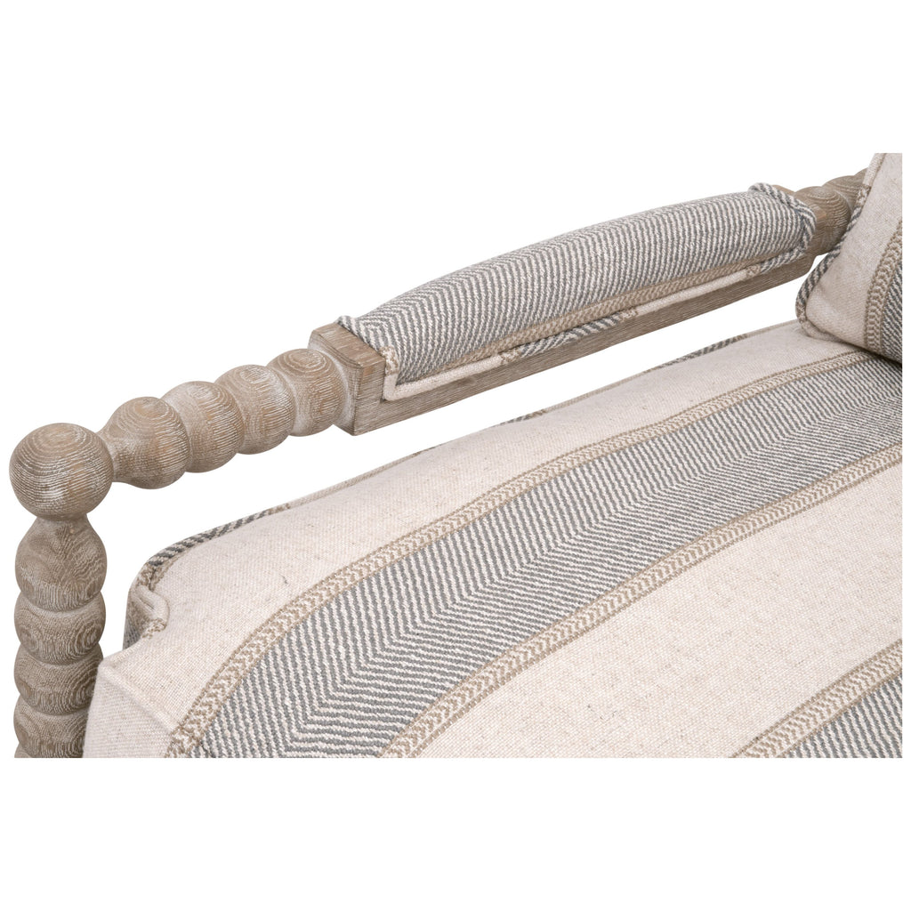 Tissu de performance de transition avec cadre en bois tourné et roulettes en laiton pour salon