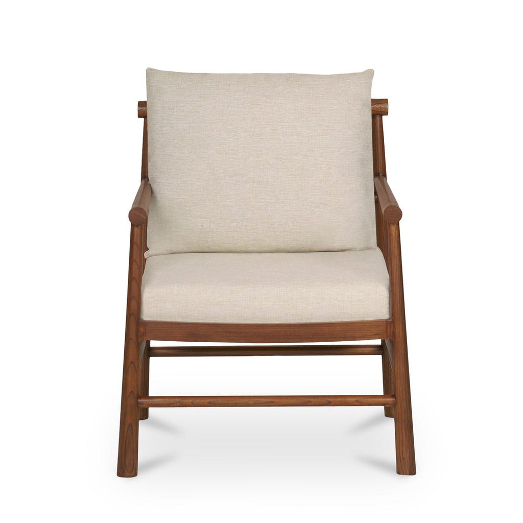 Bois traditionnel avec coussin rembourré crème pour salon