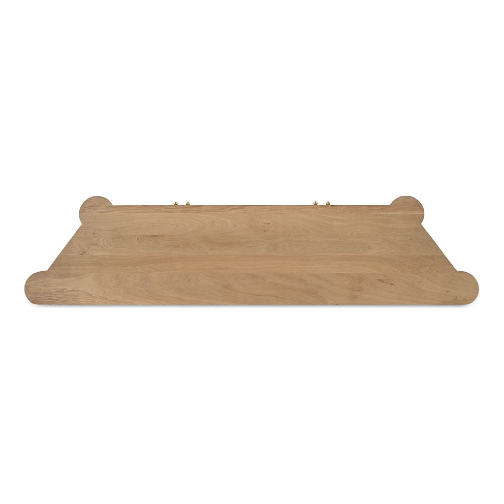 Bois de neem contemporain avec pieds tournés tressés et étagères intérieures pour salle à manger