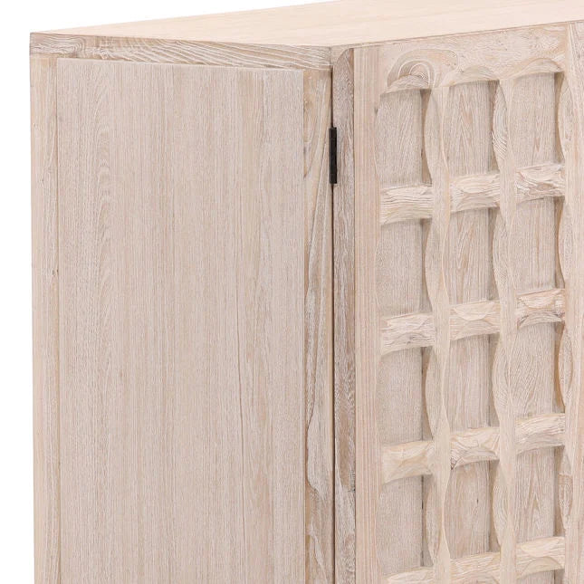 Bois blanc traditionnel avec grand rangement multi-portes pour salle à manger