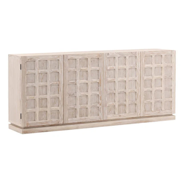 Bois blanc traditionnel avec grand rangement multi-portes pour salle à manger
