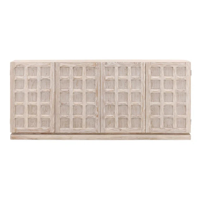 Bois blanc traditionnel avec grand rangement multi-portes pour salle à manger