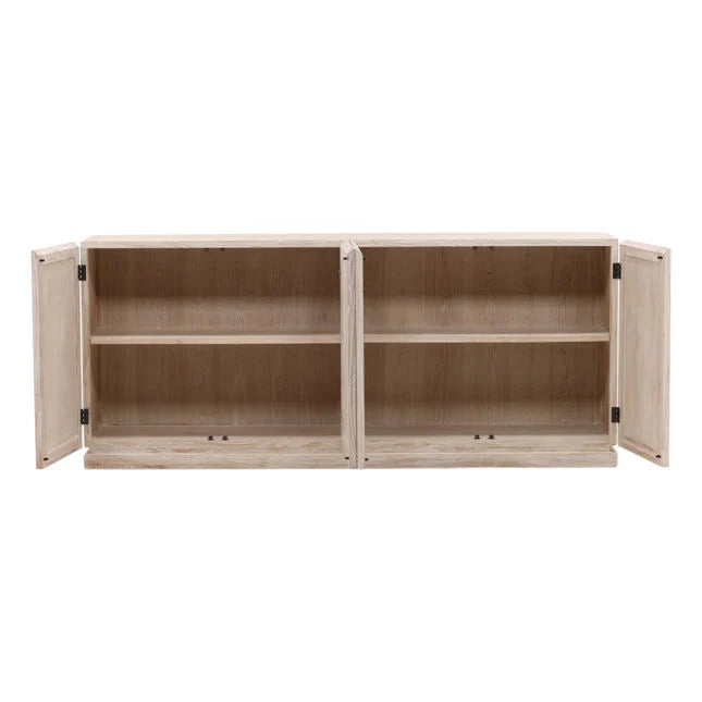 Bois blanc traditionnel avec grand rangement multi-portes pour salle à manger