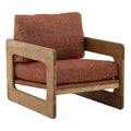 Fauteuil décontracté en bois rembourré avec dossier moelleux et accoudoirs en bois pour le salon