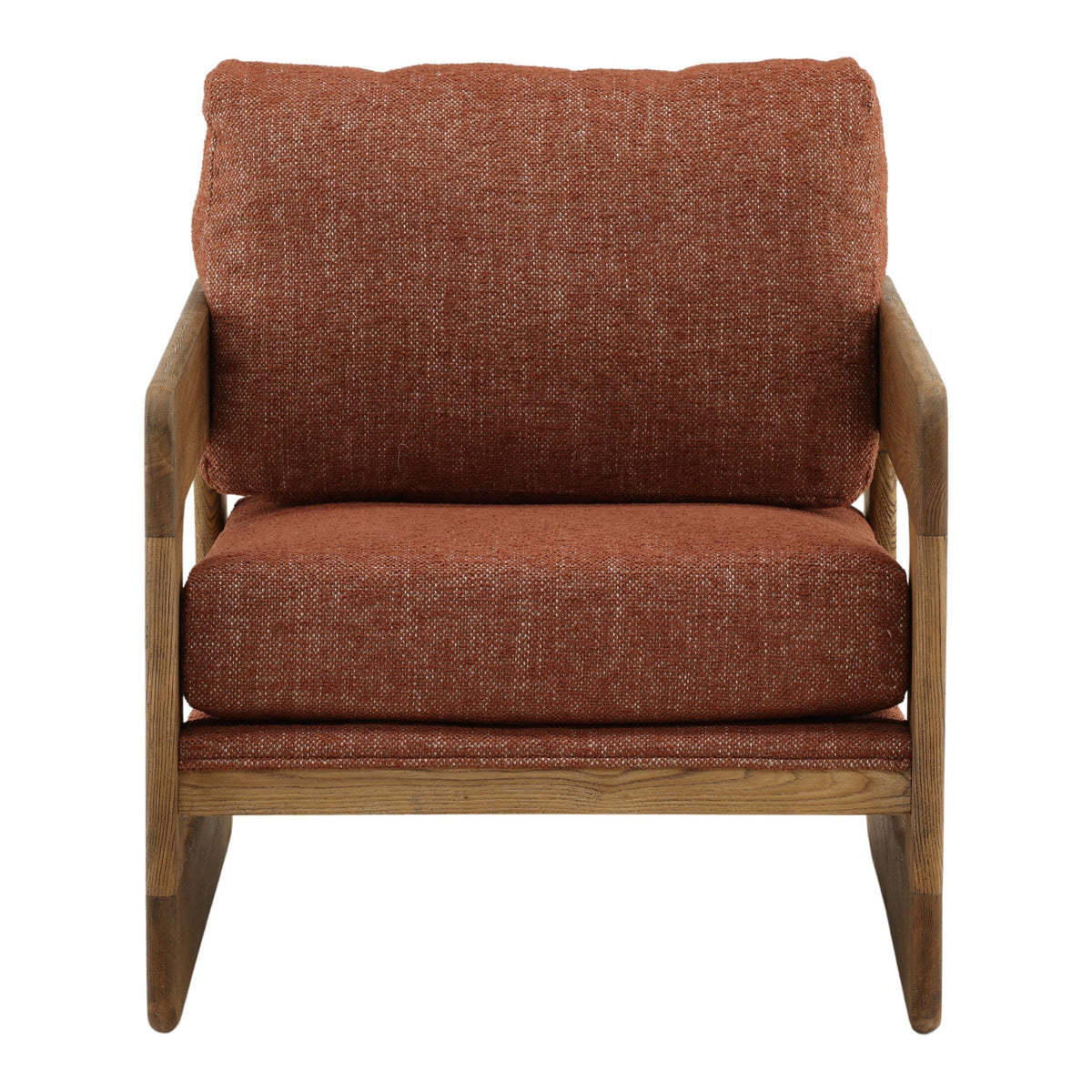 Fauteuil décontracté en bois rembourré avec dossier moelleux et accoudoirs en bois pour le salon
