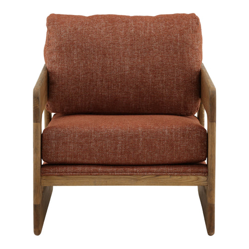 Fauteuil décontracté en bois rembourré avec dossier moelleux et accoudoirs en bois pour le salon