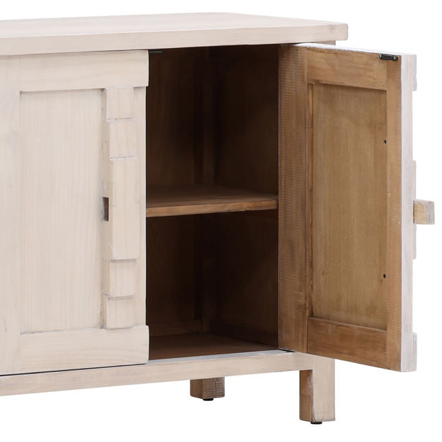 Bois blanc classique avec rangements généreux et finition soignée pour la salle à manger