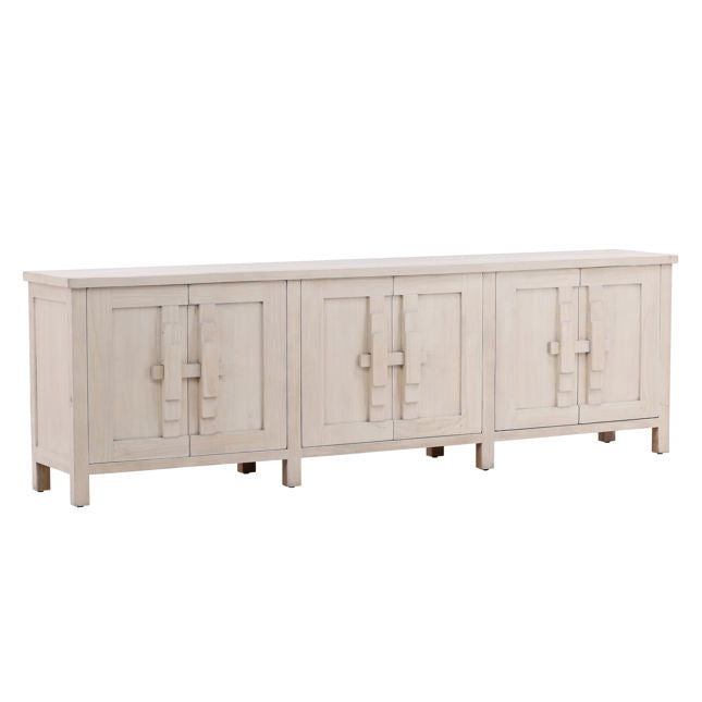 Bois blanc classique avec rangements généreux et finition soignée pour la salle à manger