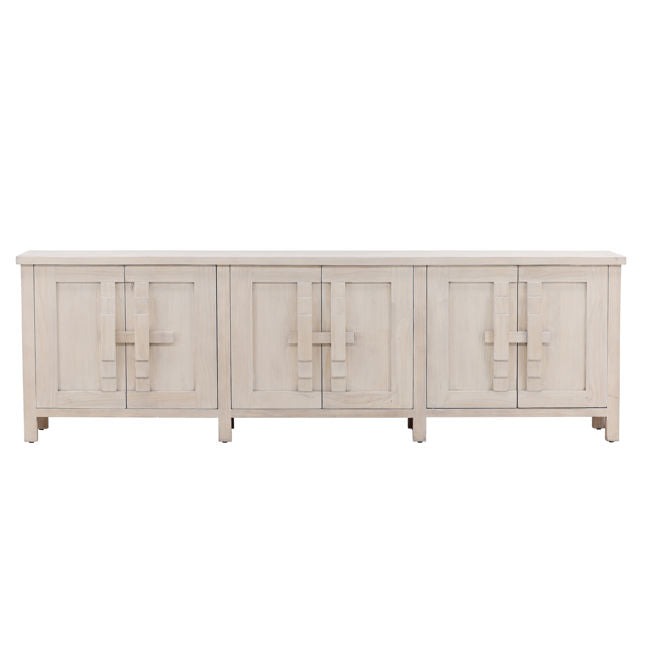 Bois blanc classique avec rangements généreux et finition soignée pour la salle à manger