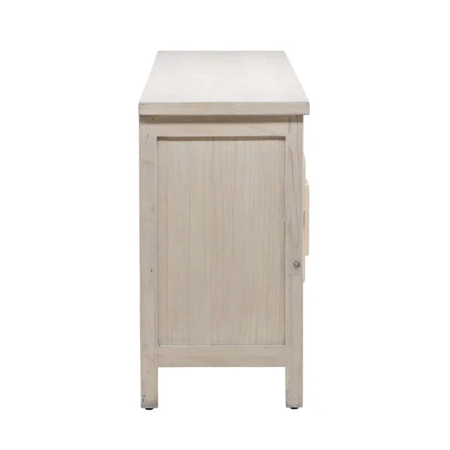 Bois blanc classique avec rangements généreux et finition soignée pour la salle à manger