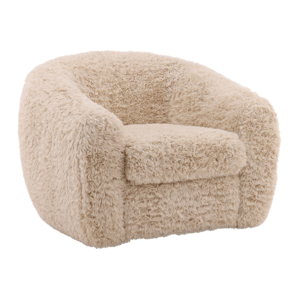 Fauteuil rembourré en tissu crème moderne avec coussin moelleux pour le salon