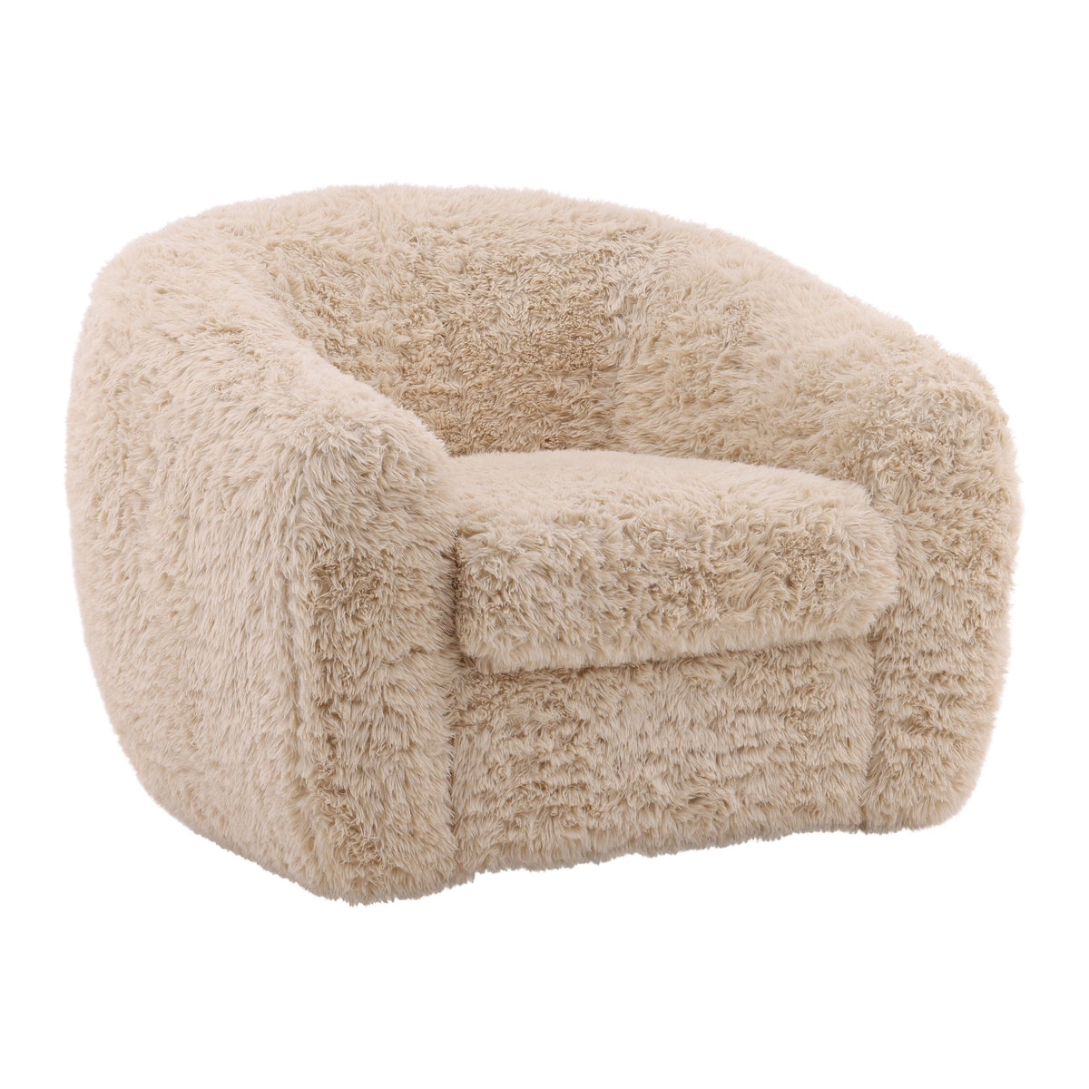Fauteuil rembourré en tissu crème moderne avec coussin moelleux pour le salon
