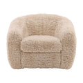 Fauteuil rembourré en tissu crème moderne avec coussin moelleux pour le salon