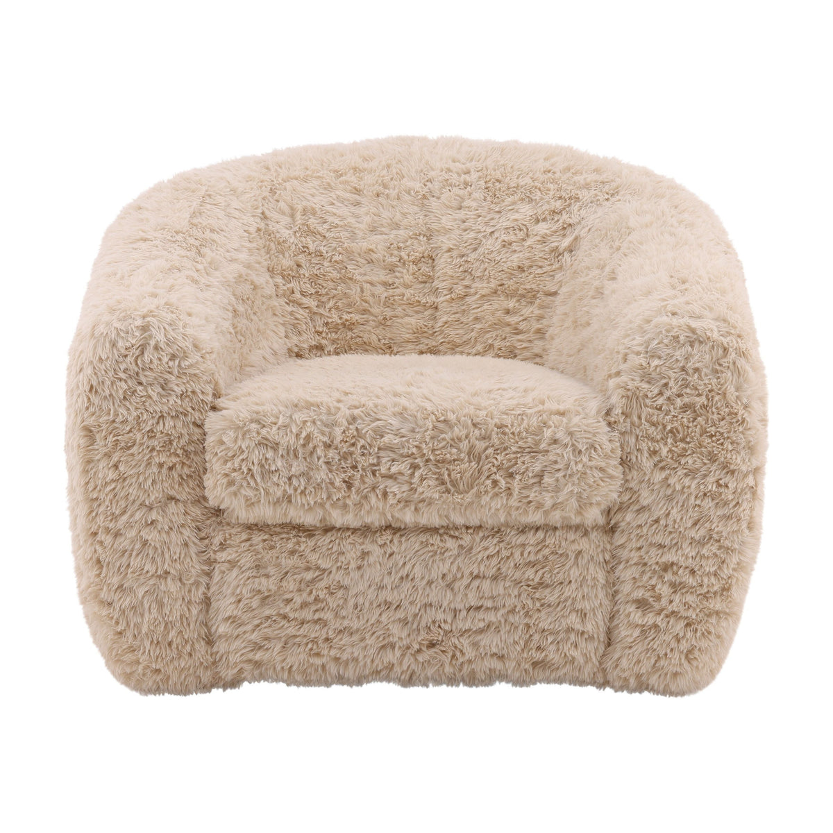 Fauteuil rembourré en tissu crème moderne avec coussin moelleux pour le salon