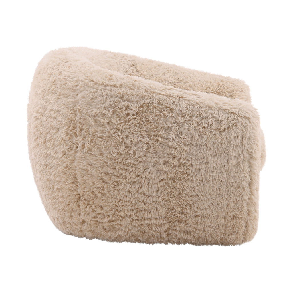 Fauteuil rembourré en tissu crème moderne avec coussin moelleux pour le salon