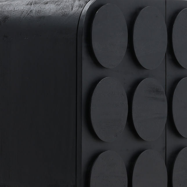 Bois noir moderne avec finition élégante et grand rangement pour salle à manger