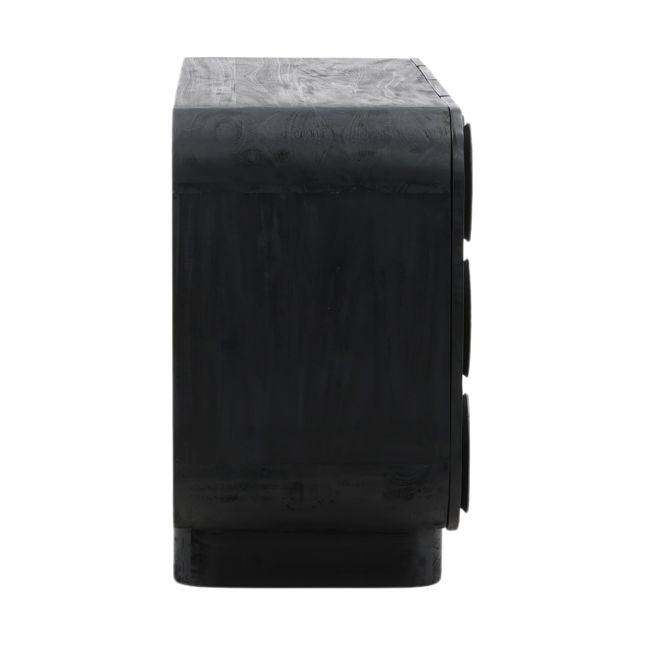 Bois noir moderne avec finition élégante et grand rangement pour salle à manger