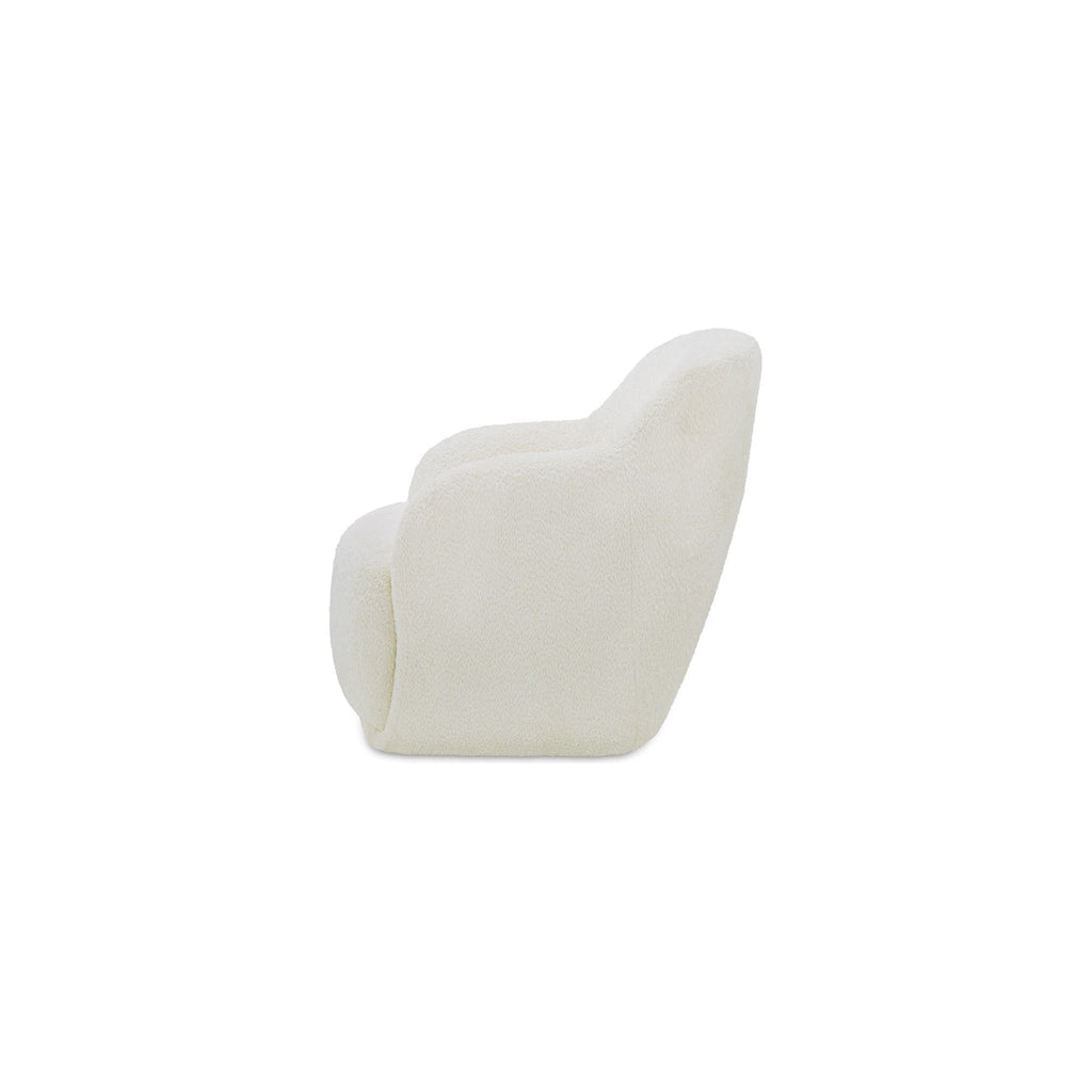 Fauteuil moderne en polyester à dossier haut, accoudoirs arrondis et assise en mousse/fibre pour salon